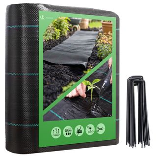 Toile De Paillage Contre Les Mauvaises Herbes 10mx2m Avec 30 Piquets Anti-uv 100g/m2