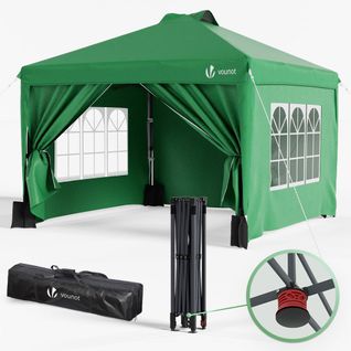 Tonnelle De Jardin 3x3m Pop Up Installation Facile Avec Portes Et Fenetres Vert