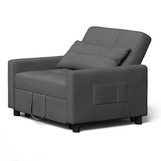 Fauteuil Convertible En Tissu 78x86x84 Cm - Gris Foncé