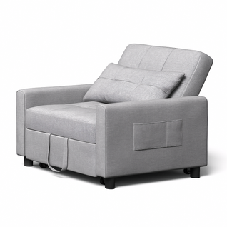 Fauteuil Convertible En Tissu 78x86x84 Cm - Gris