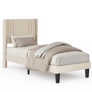 Lit Capitonné En Métal 90x200 Cm Avec Rangements Jaune