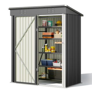 Abris De Jardin En Metal 162 X 95 X 182 Cm Cabanon Gris Sur Terrain