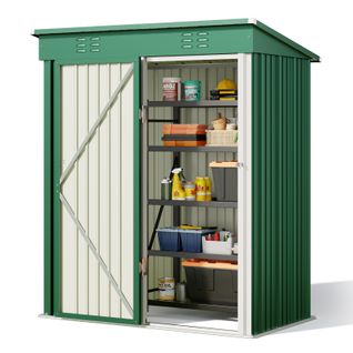 Abris De Jardin En Metal 162 X 95 X 182 Cm Cabanon Vert Sur Terrain