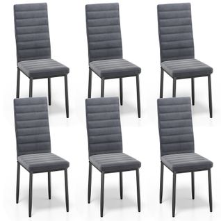 Lot De 4 Chaises En Velours - Gris Foncé