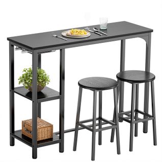 Table Haute Mange Debout 2 Tabouret Table De De Meubles De Salle à Manger Cadre En Acier Noir