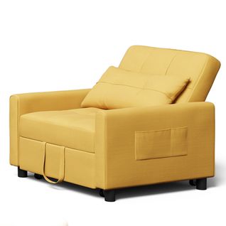 Fauteuil Convertible En Tissu 78x86x84 Cm - Jaune