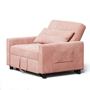 Fauteuil Convertible En Tissu 78x86x84 Cm - Rose