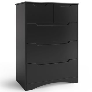 Commode 5 Tiroirs Chiffonnier Noir 72 X 41 X 94 Cm