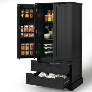 Buffet De Cuisine Avec 2 Tiroirs Et 2 Portes - Noir