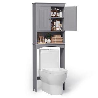 Meuble Wc Étagère Sur Pied Rangement Avec Compartiment Ouverts 2 Portes Étagères Réglables