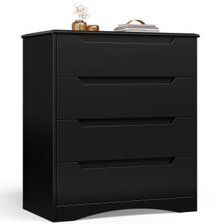 Commode 4 Tiroirs Chiffonnier Noir 72 X 41 X 82 Cm