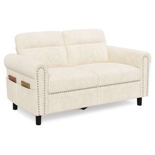 Canapé 2 Places Relax Tissu Beige，152 X 76 X 84 Cm