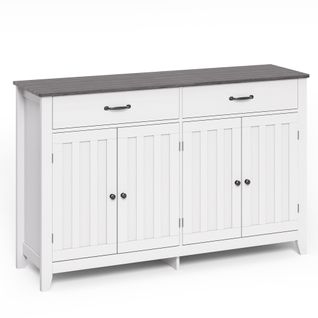 Buffet Cuisine Armoire De Cuisine Avec 4 Portes Et 2 Tiroirs Gris