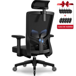 Fauteuil De Bureau, Accoudoirs Réglables, Hauteur Réglable, Noir