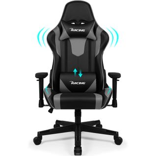 Chaise Gaming, Fauteuil Gaming Inclinable 90° à 165° ,accoudoirs Réglables, Charge 150kg, noir-gris