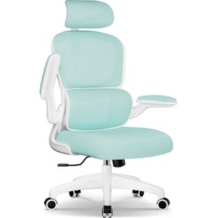 Fauteuil De Bureau, Accoudoirs Pliable, Inclinable, Soutien Lombaire Ergonomique,turquoise