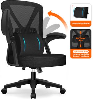Fauteuil De Bureau, Dossier Inclinable De 90° à 125°, Accoudoirs Rabattables, Avec Coussin Lombaire.