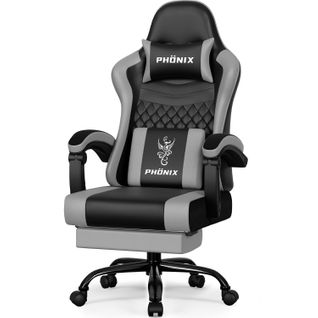 Chaise Gaming, Fauteuil Gamer Inclinable De 90° à 165°, Hauteur Réglable, Confortable - Gris