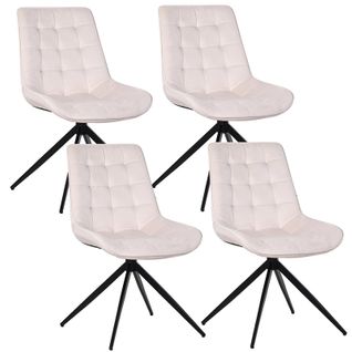 Lot De 4 Chaises Salle à Manger Et Cuisine, Salon/bureau – Confort 53×62×85,5cm – 360°-Blanc