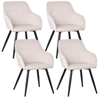 Lot De 4 Chaises Salle à Manger Et Cuisine, Bureau – Confortable 58×63×81cm-Blanc