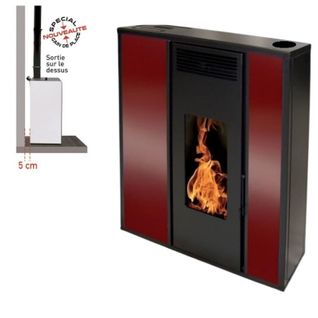 Poêle à Granules Tessa 10 Etanche Sortie Dessus + Conduit 80/125 - Bordeaux