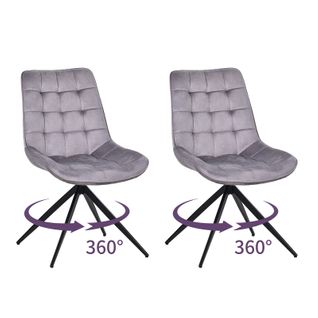 Lot de 2 chaises salle à manger et cuisine, salon/bureau – Confort 53×62×85,5 cm – 360°