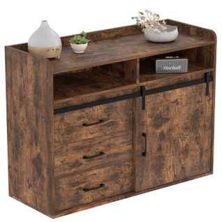 Buffet coulissant avec 3 tiroirs et 1 porte coulissante – 107 x 80 x 40 cm | Brun