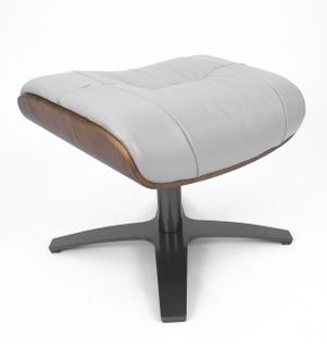Pouf En Cuir Et Chêne Naturel - Vega - Cuir Gris