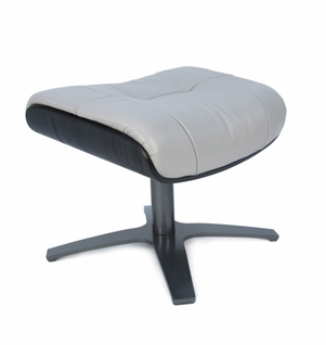 Pouf Cuir Et Chêne Noir - Vega - Cuir Gris