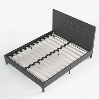 Lit 160x200 Cm avec Tête de Lit Simili-cuir Noir