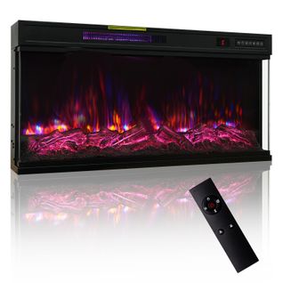 36'' Cheminée Électrique, 1000/2000W, Flamme 3D, Cheminée sur Pied / Encastrable
