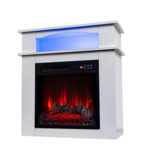 18'' Cheminée Électrique, 900/1800W, Flamme 3D, Bandeau LED, Meuble Incluse