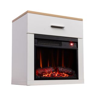 14'' Cheminée Électrique, 1000W, Flamme 3D, Table de Chevet Incluse