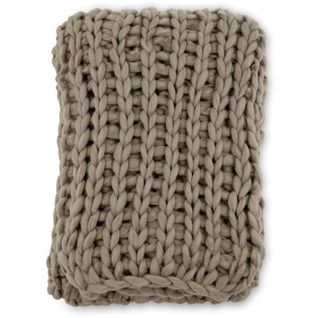 Jeté De Canapé Grosse Maille En Polyester Kate 170 X 130 Cm Marron