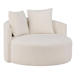 Fauteuil Rond Tissu Bouclette "kelso" 120cm Blanc