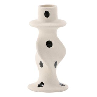 Bougeoir Design En Céramique "glory" 12cm Blanc et Noir