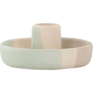 Bougeoir En Grès Otis Beige Et Vert
