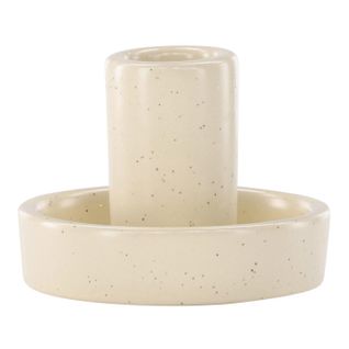 Bougeoir Design En Argile "ceco" 11cm Beige et Noir