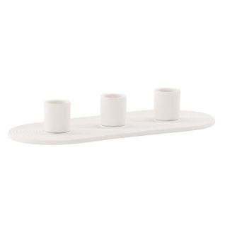 Bougeoir En Argile 3 Bougies "dian" 24cm Blanc