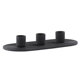 Bougeoir En Argile 3 Bougies "dian" 24cm Noir