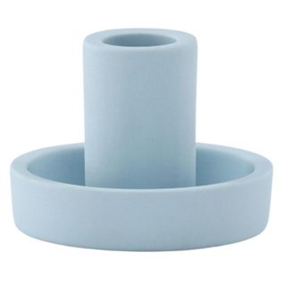Bougeoir Design En Argile "ceco" 11cm Bleu Clair