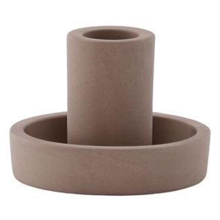 Bougeoir Design En Argile "ceco" 11cm Marron