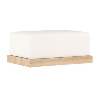 Pouf Design En Tissu Bouclé "ivy" 100cm Blanc et Naturel