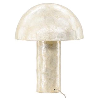 Lampe à Poser Design En Capiz "lindon" 48cm Gris Clair