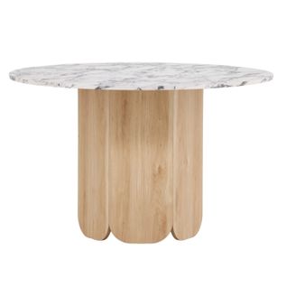 Table à Manger Ronde Effet Calacatta "tekla" 120cm Gris et Naturel