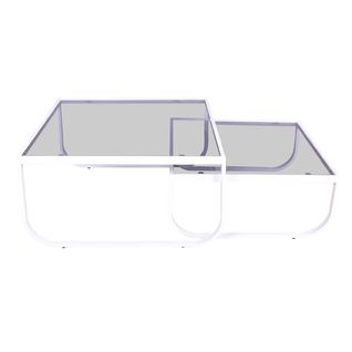 Lot De 2 Tables Basses En Verre "rocker" 80cm Blanc