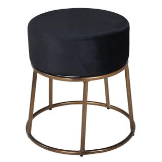 Pouf Design En Velours "petra" 46cm Noir et Cuivre