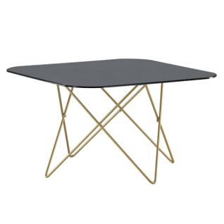Table Basse En Verre Marbré "tristar" 80cm Noir et Doré
