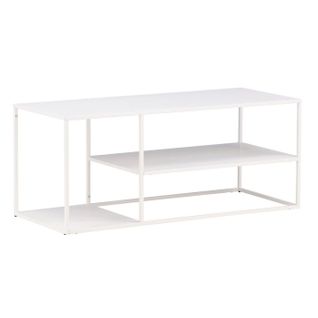 Table Basse Avec Étagères "staal" 120cm Blanc