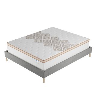 Ensemble 140x200 cm, sommier + matelas ressorts ensachés, ép. 28cm accueil mousse HR